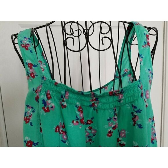 Hollister Women's Beach Summer Crop Tank Top Size (S) Green Floral Open Back - Picture 2 of 10